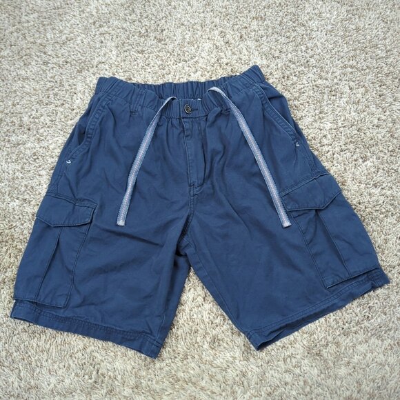 Tommy Bahama Cargo Shorts Mens Medium Blue Cotton Drawstring Elastic Waist - Picture 1 of 6